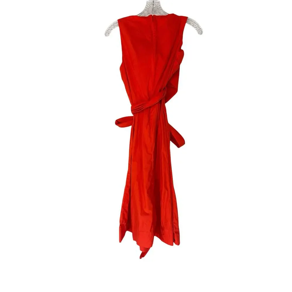 J.Crew Orange Organic Cotton Classy Dressy‎ Sleeve Wrap Top Shirtdress Size 2